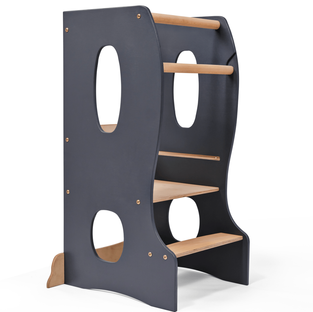 Stable Montessori Learning Tower: Wooden Growing Chair - Grey | | Goodevas