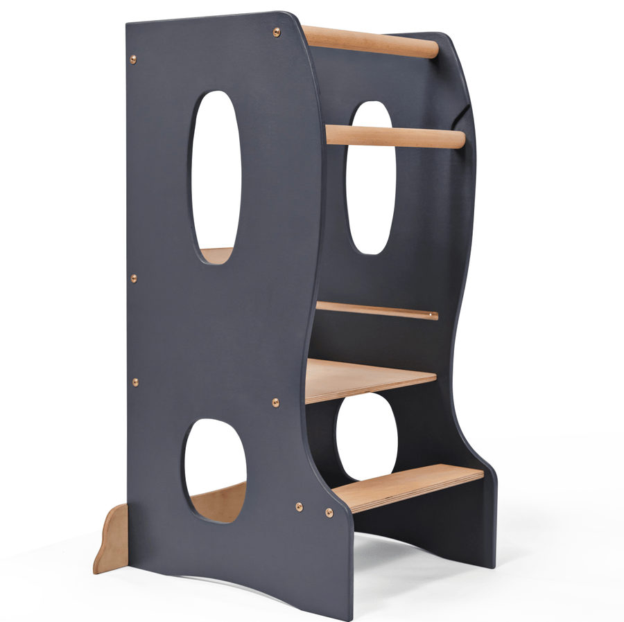 Stable Montessori Learning Tower: Wooden Growing Chair - Grey | | Goodevas