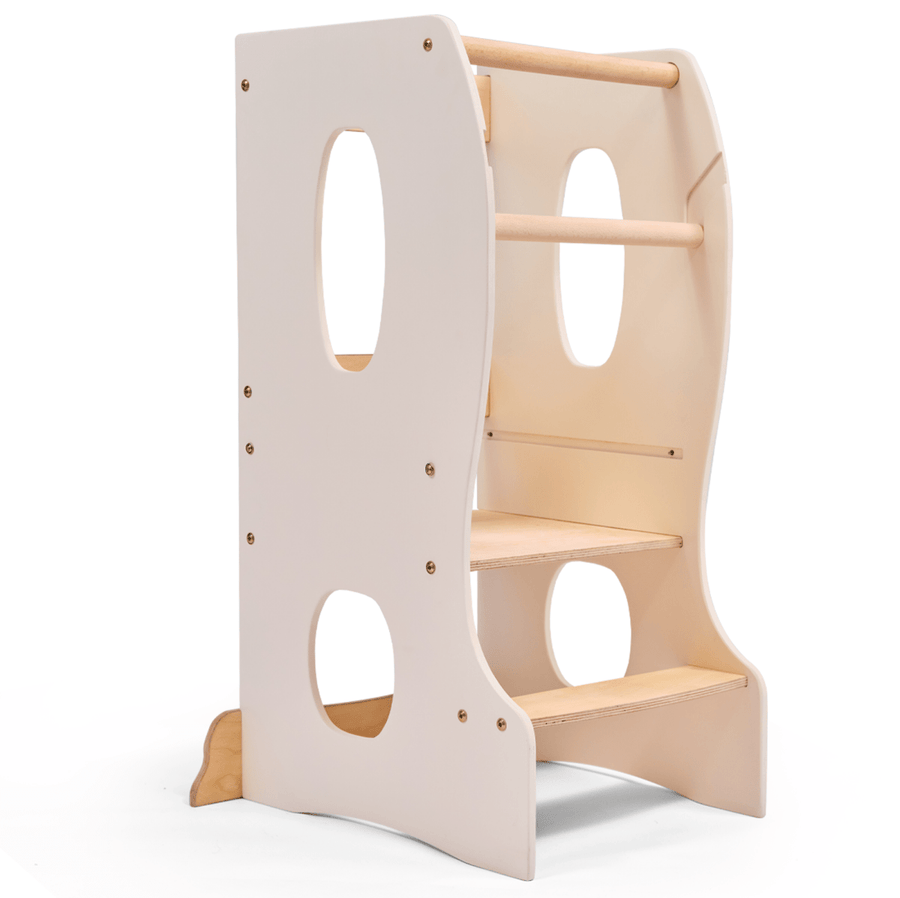 Stable Montessori Learning Tower: Wooden Growing Chair - Ivory | | Goodevas