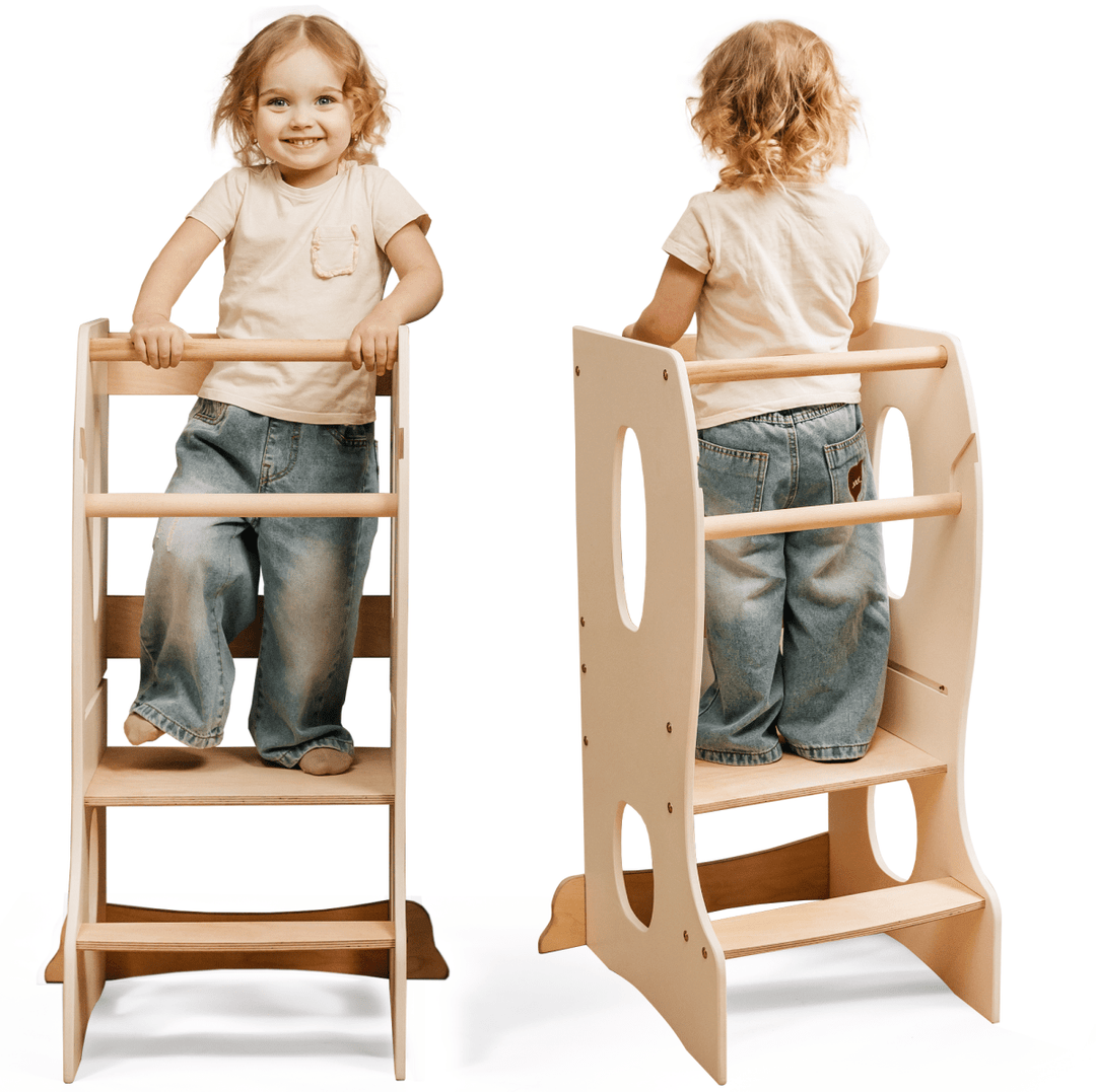 Stable Montessori Learning Tower: Wooden Growing Chair - Ivory | | Goodevas