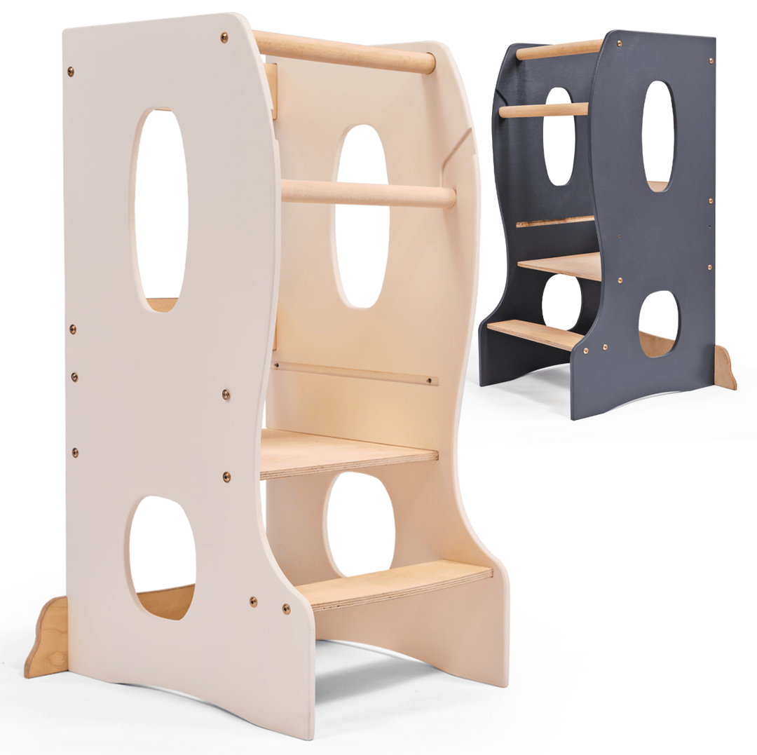 Stable Montessori Learning Tower: Wooden Growing Chair - Ivory | | Goodevas