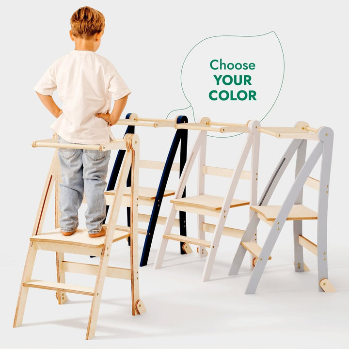 Toddler Tower: Foldable Step Stool for Toddlers - Gray | | Goodevas