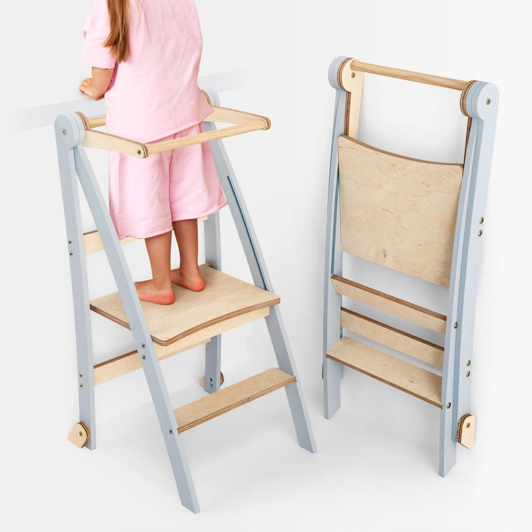 Toddler Tower: Foldable Step Stool for Toddlers - Gray | | Goodevas