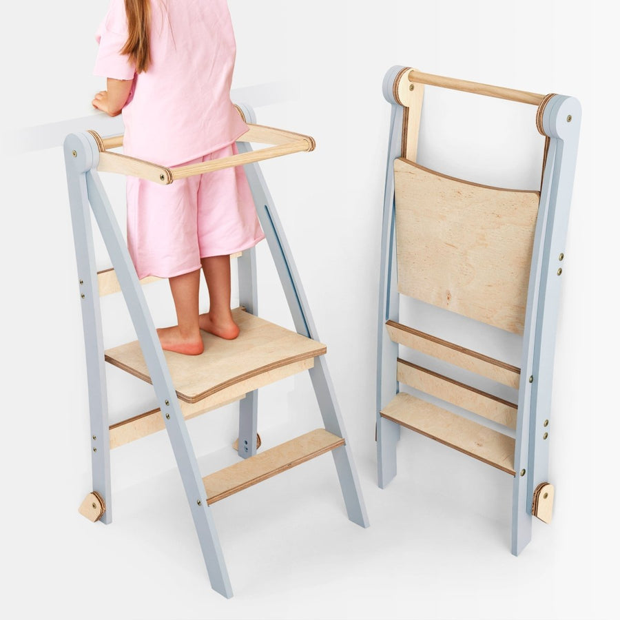 Toddler Tower: Foldable Step Stool for Toddlers - Gray | | Goodevas