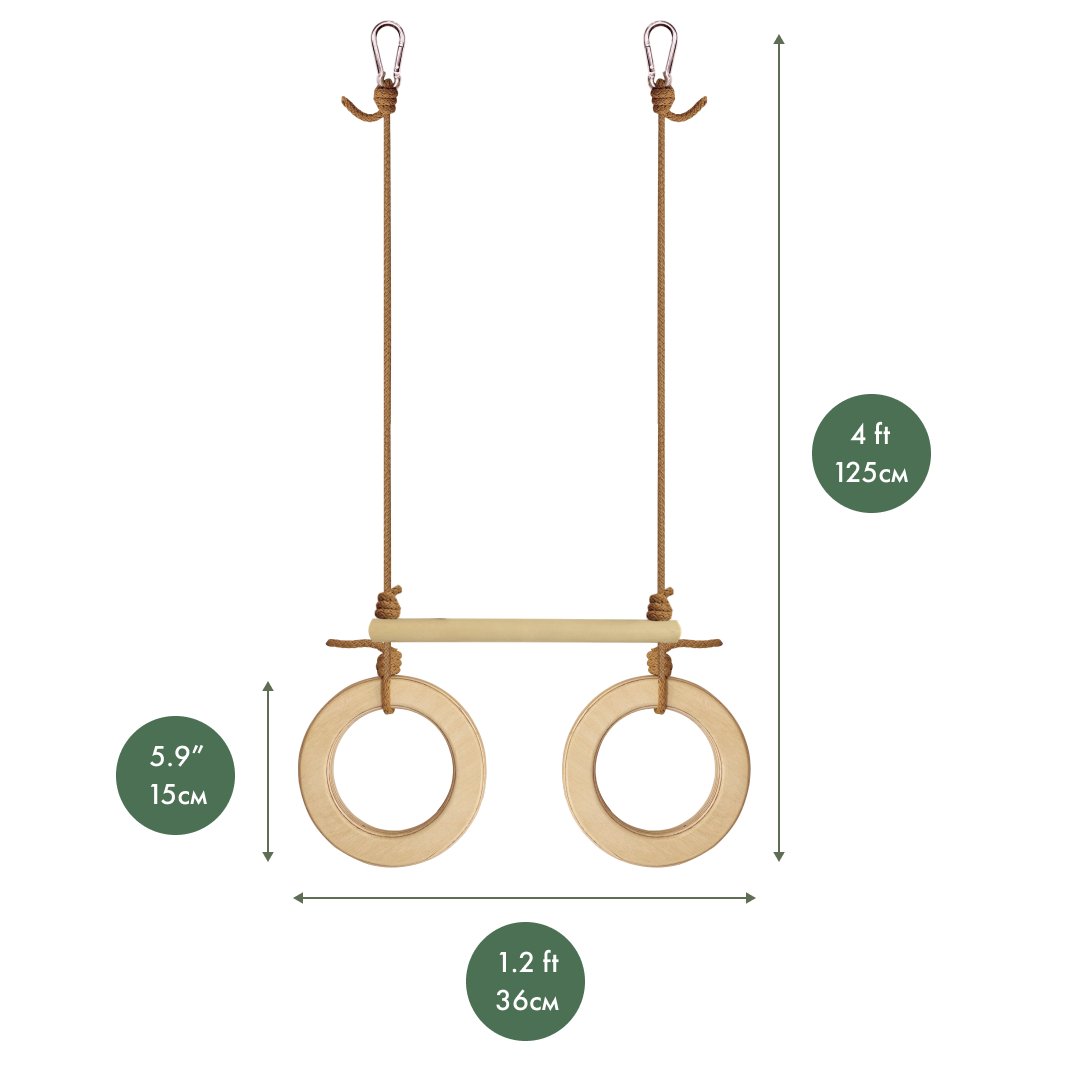 Trapeze swing bar with rings | Single Swing | Goodevas