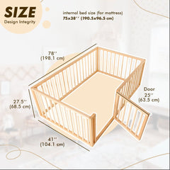 Twin Size Bed Frame for Toddlers with Fence | Beds | Goodevas