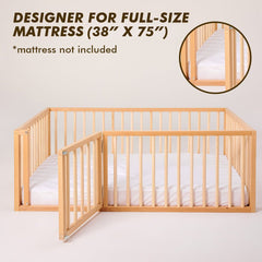 Twin Size Bed Frame for Toddlers with Fence | Beds | Goodevas