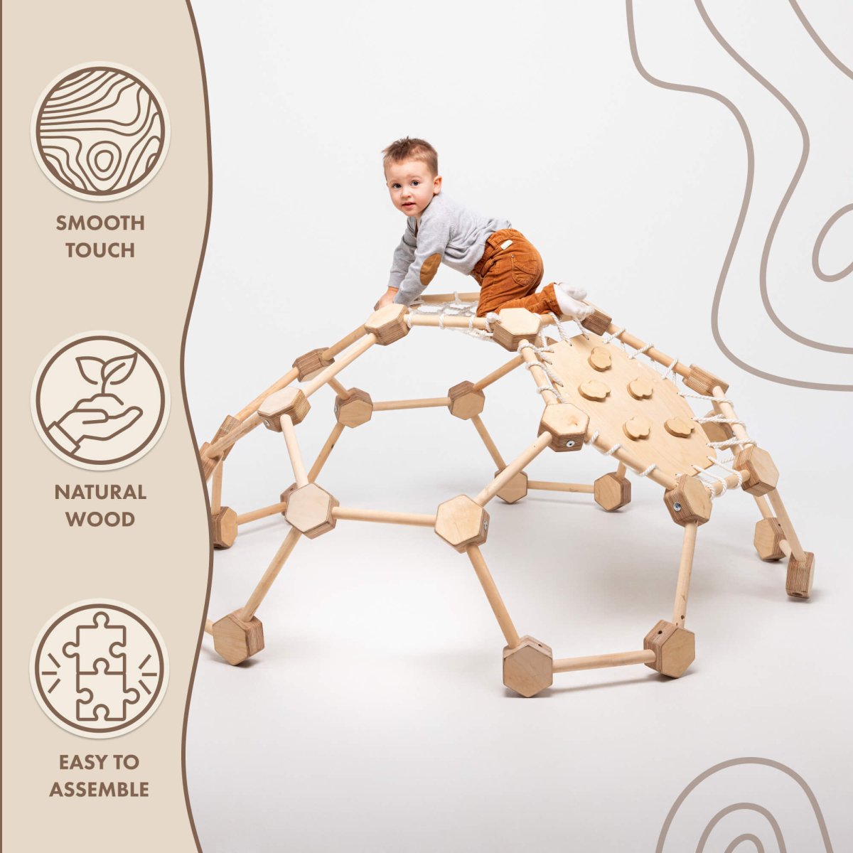 Wooden Climbing Frame Geodome / Climbing Dome for Kids 2 - 6 y.o. | Climbing Dome | Goodevas