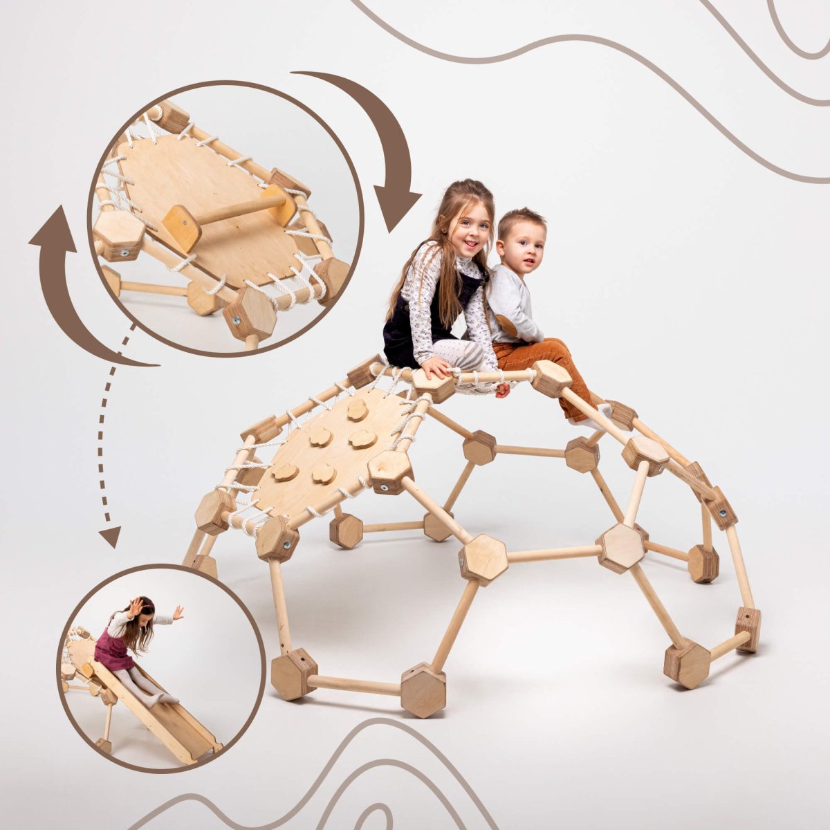 Wooden Climbing Frame Geodome / Climbing Dome for Kids 2 - 6 y.o. | Climbing Dome | Goodevas