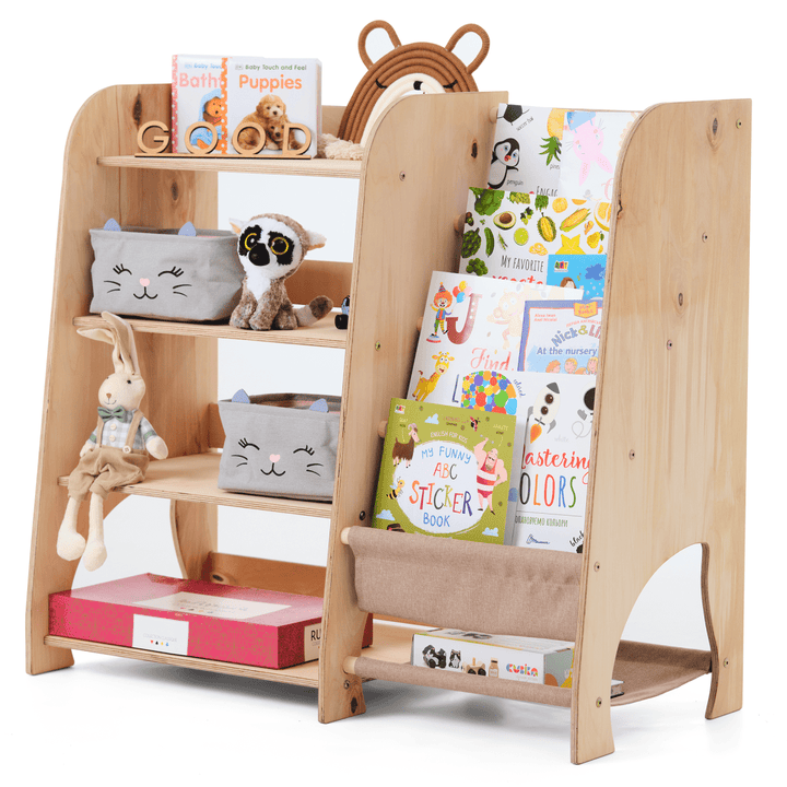 Wooden Montessori Shelves for Toddler 2in1: Bookshelf & Toy Shelving | | Goodevas CA
