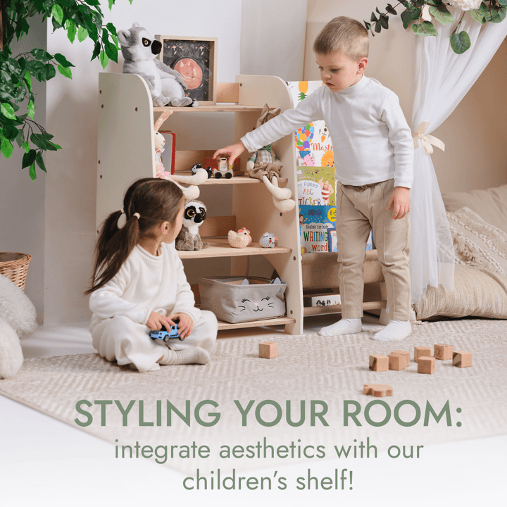 Wooden Montessori Shelves for Toddler 2in1: Bookshelf & Toy Shelving | | Goodevas CA