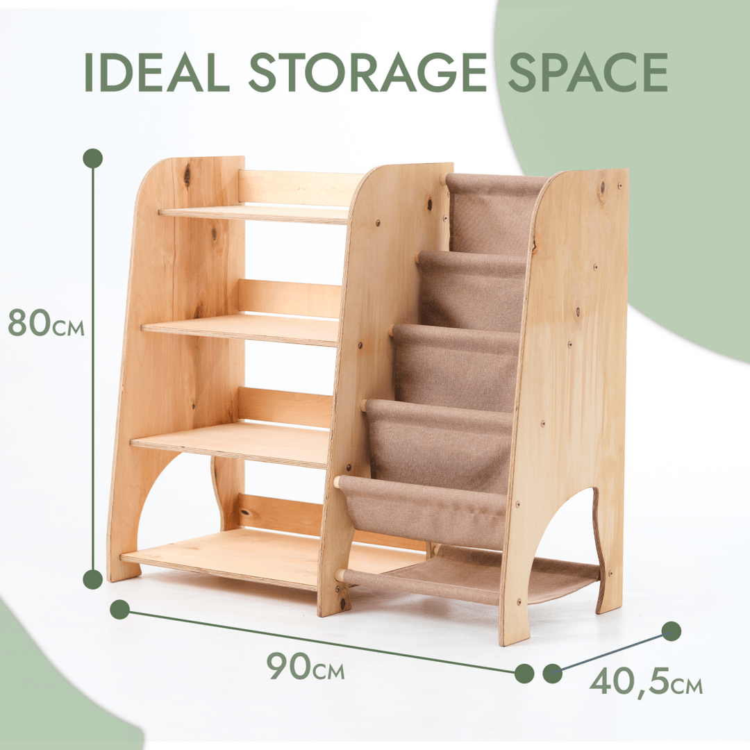 Wooden Montessori Shelves for Toddler 2in1: Bookshelf & Toy Shelving | | Goodevas CA