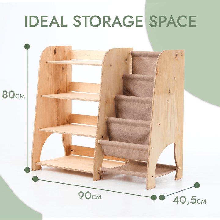 Wooden Montessori Shelves for Toddler 2in1: Bookshelf & Toy Shelving | | Goodevas CA