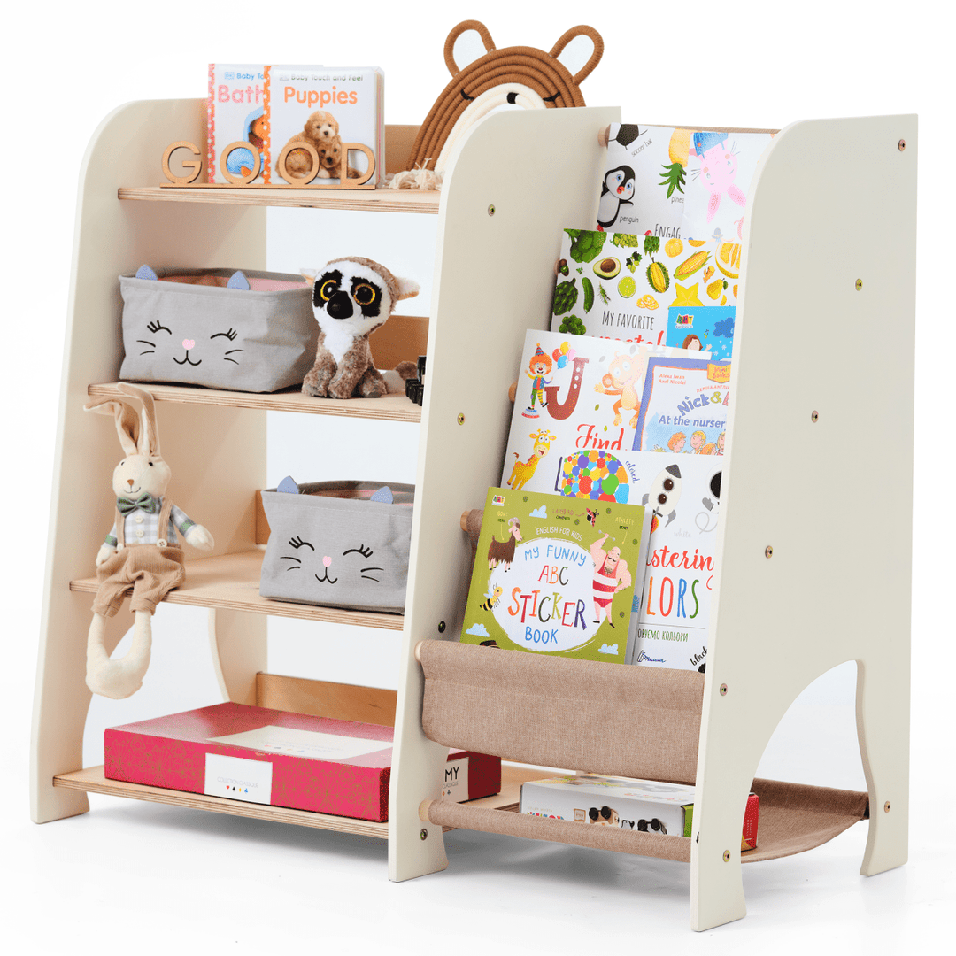 Wooden Montessori Shelves for Toddler 2in1: Bookshelf & Toy Shelving | | Goodevas CA