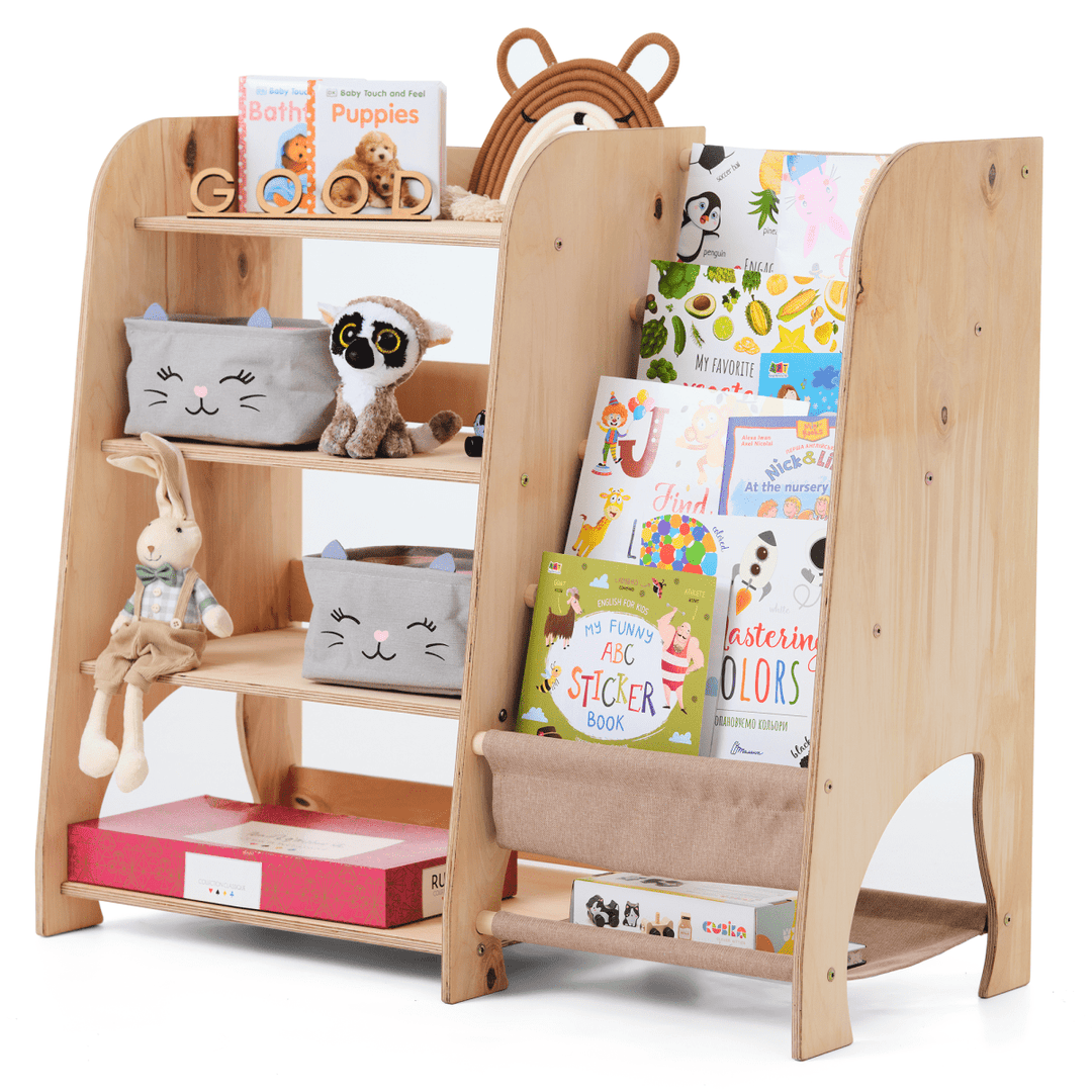 Wooden Montessori Shelves for Toddler 2in1: Bookshelf & Toy Shelving | | Goodevas CA