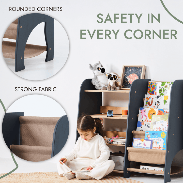 Wooden Montessori Shelves for Toddler 2in1: Bookshelf & Toy Shelving | | Goodevas CA