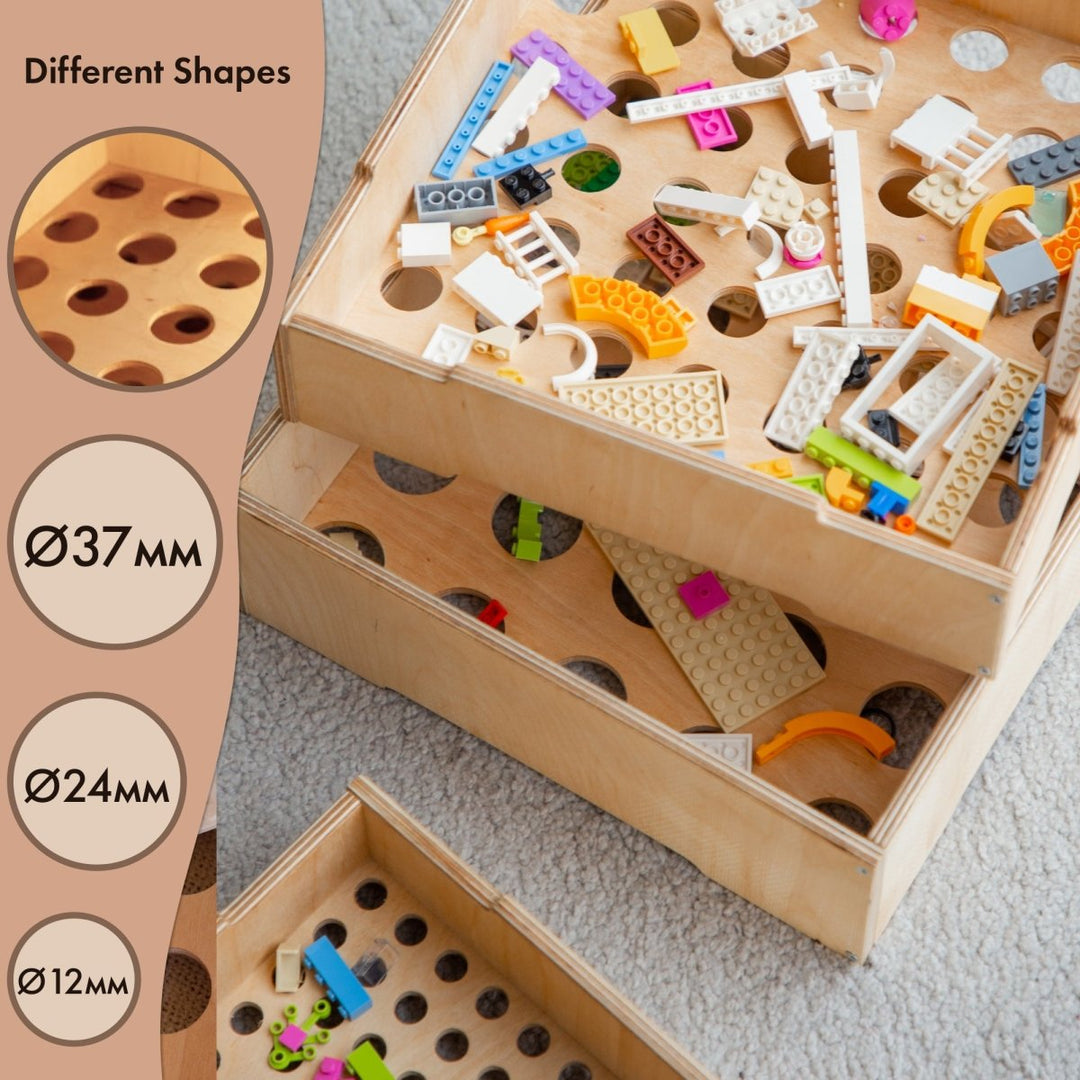 3in1 Montessori Shelves Set: Bookshelf + Toy Shelf + Lego sorter