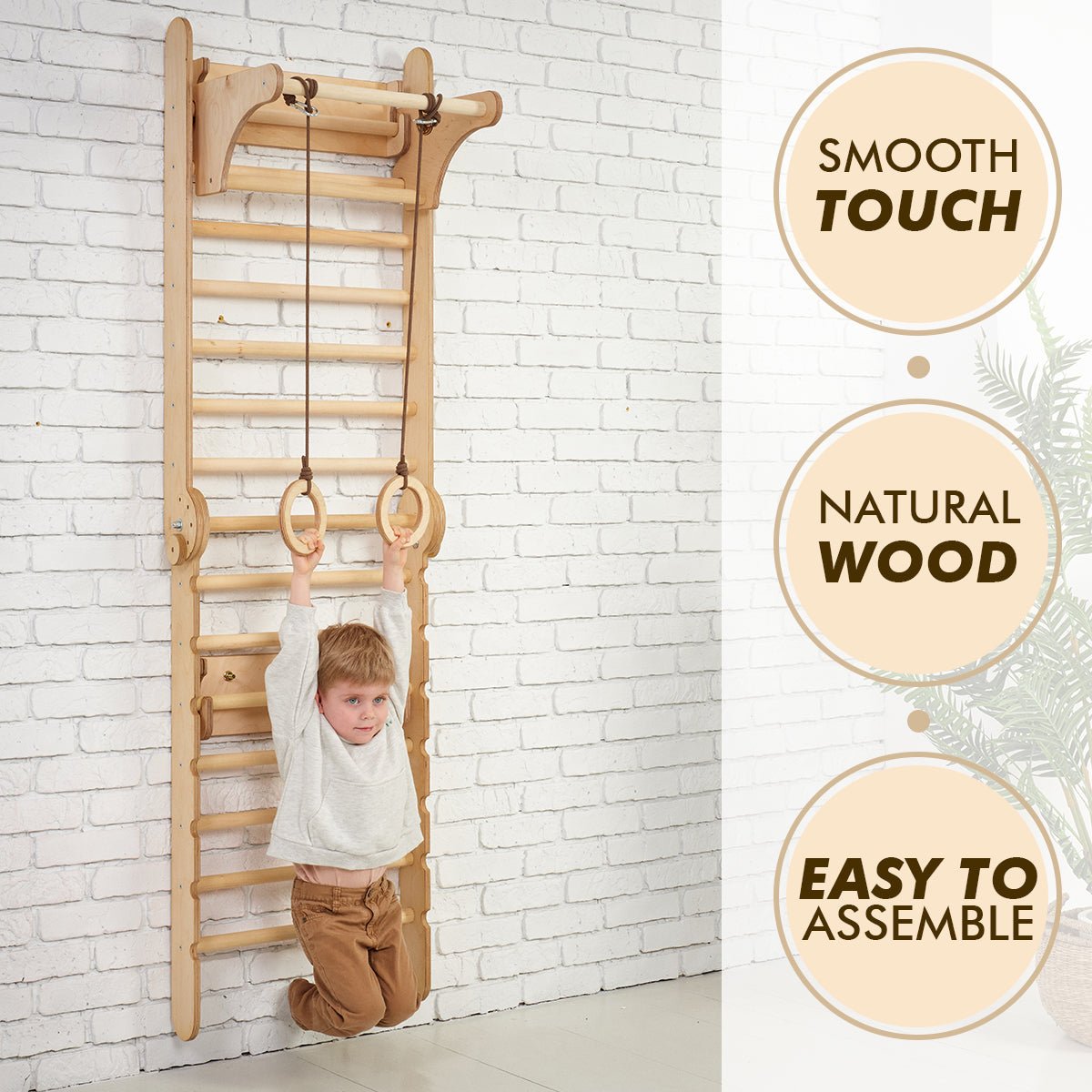 Wooden Swedish Wall / Climbing ladder for Children + Swing Set | Swesdish wall | Goodevas