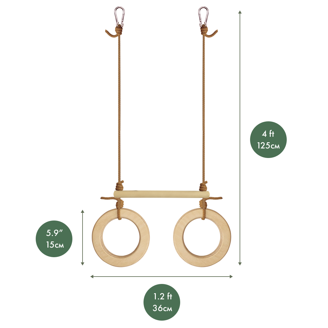 Trapeze swing bar with rings