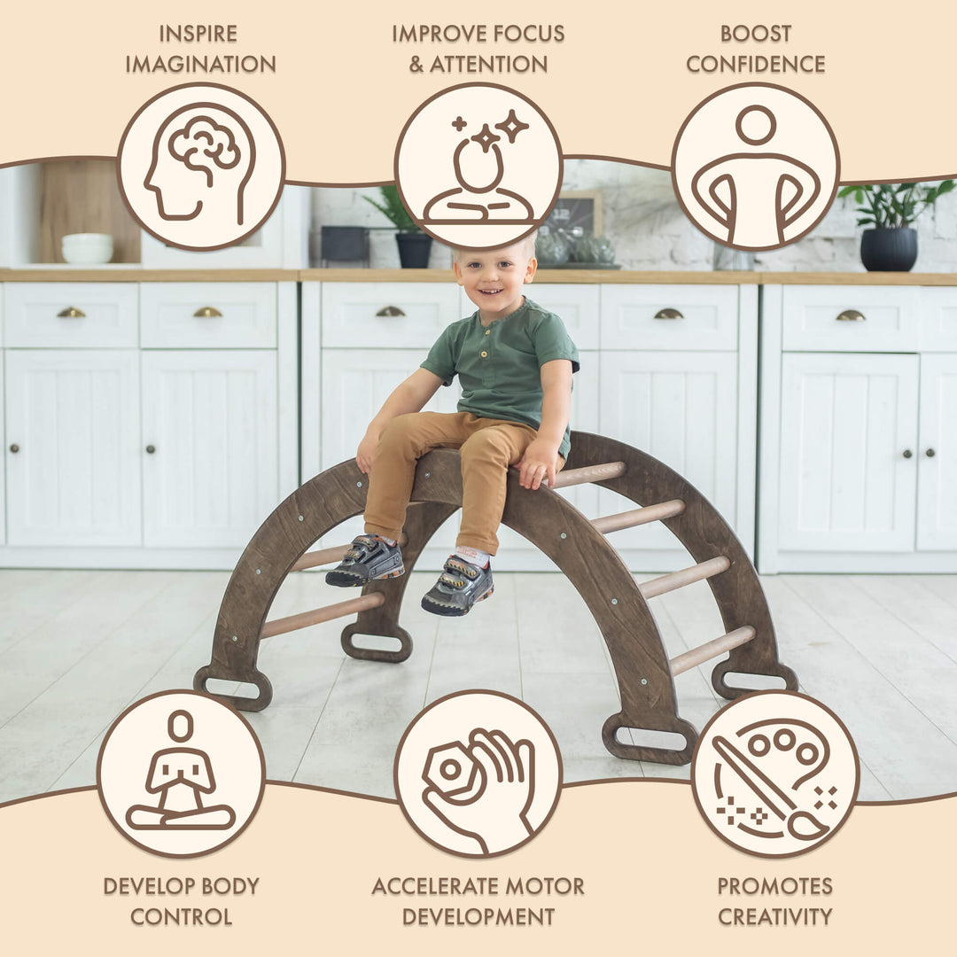 Climbing Arch & Rocker Balance - Montessori Climbers for Kids 1-7 y.o. – Chocolate
