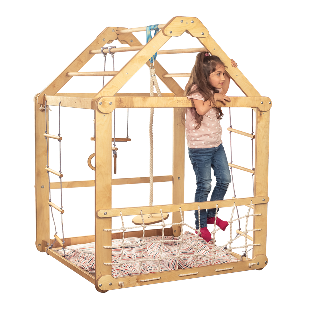 Indoor Wooden Playhouse with Swings